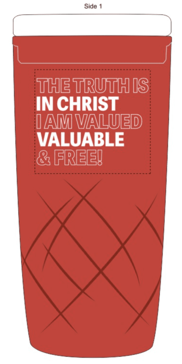 THE TRUTH IS IN CHRIST I AM VALUED VALUABLE & FREE, THERMAL MUG