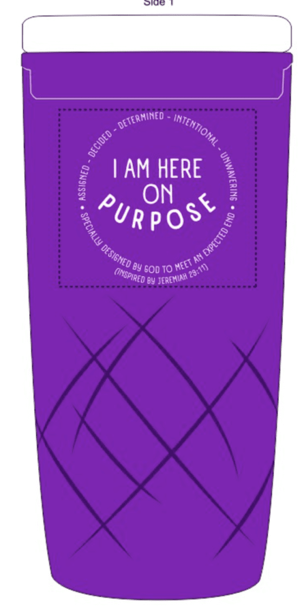 I AM HERE ON PURPOSE, THERMAL MUG