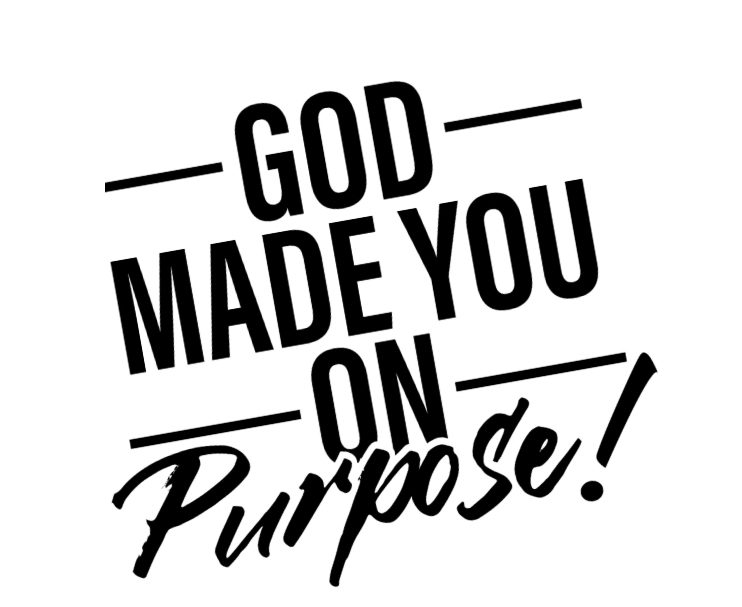 God made you on purpose" text design.